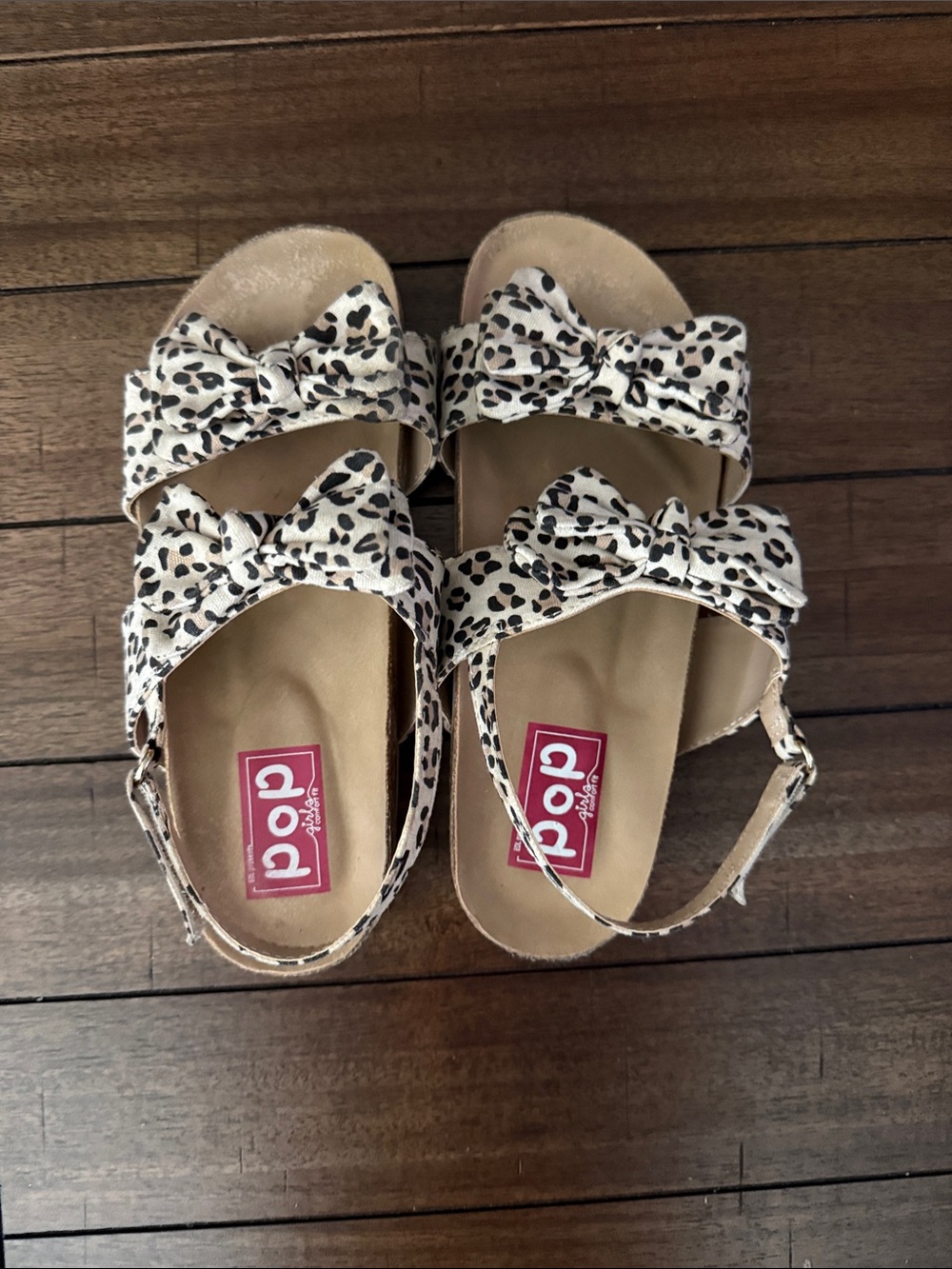 Pop Animal Print Bow Sandals in Cream and Black